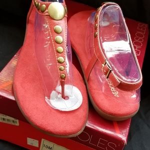 AEROSOLES CORAL SANDALS, COMFORTABLE RUBBER SOLES. NEW IN BOX. SIZE 10